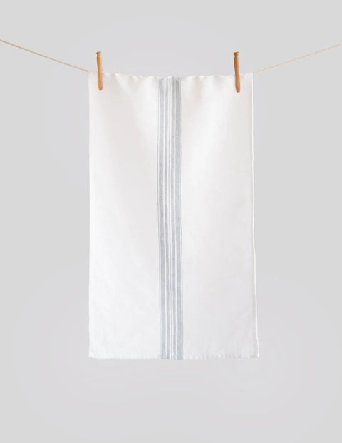 Linen Tea Towel with Charcoal Stripe