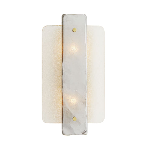 Mayer Clear Sconce Front View, Switched On. Lighting 