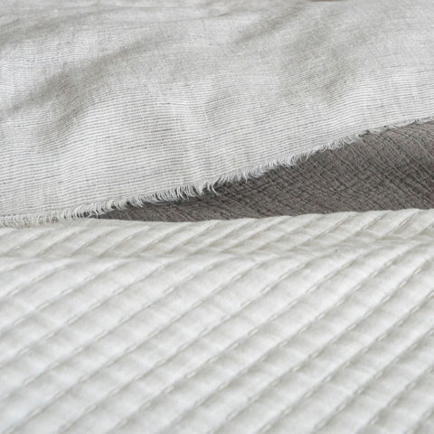 Lina Linen Grey Stripe, King Duvet Set