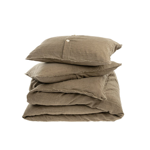 Lina Linen King Duvet Set, Mink