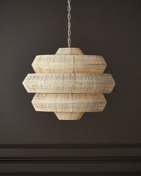 Antibes White Rattan Chandelier