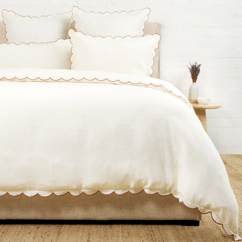 Aurora Duvet Cover, Cream / Terra Cotta