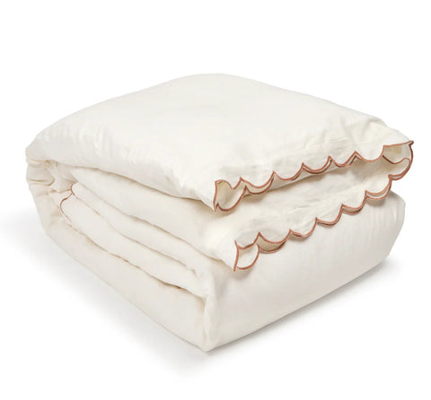 Aurora Duvet Cover, Cream / Terra Cotta