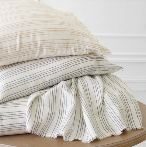 Lush Linen Stripe Charcoal Duvet Cover