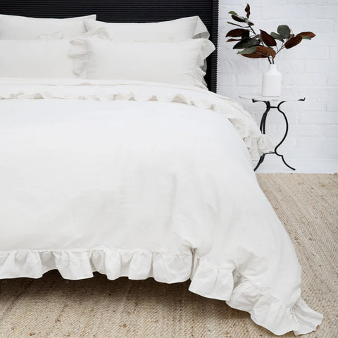 Dahlia Queen Ruffle Duvet Set, White