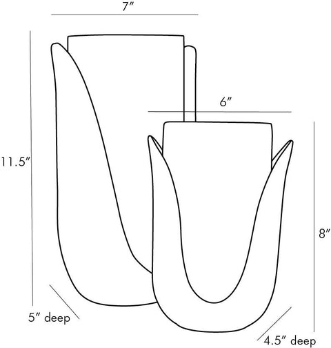 Ava Tulip Vases,Dimensions  Detail. Accessories