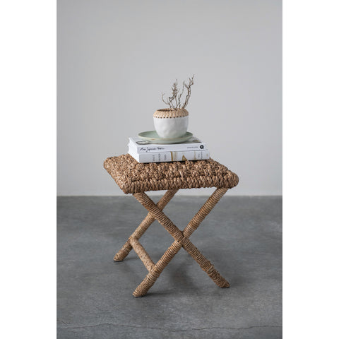 Square Hand-Woven Seagrass Stool