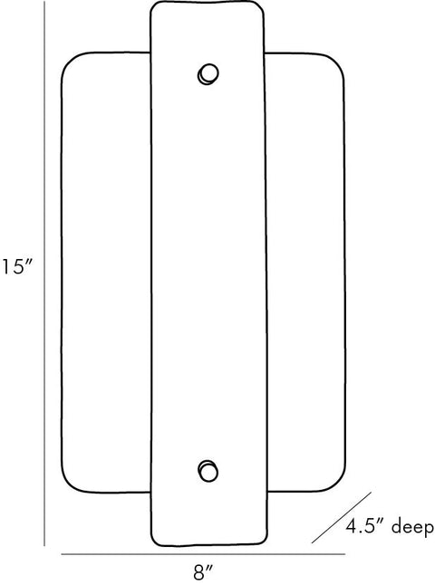 Mayer Clear Sconce Front View, Dimensions. Lighting 