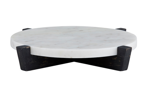 Marble Tray + Mango Wood Stand