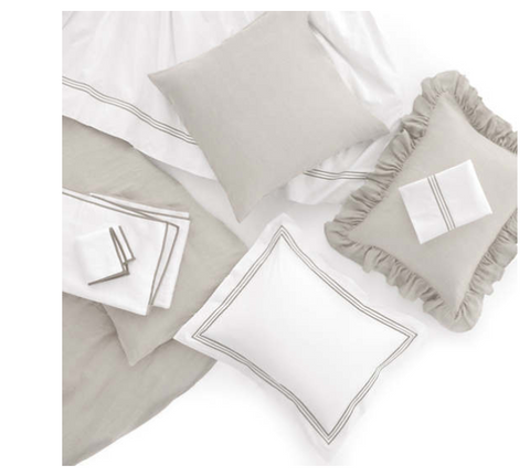 Fiorella Embroidered Pillowcases, Pearl Grey