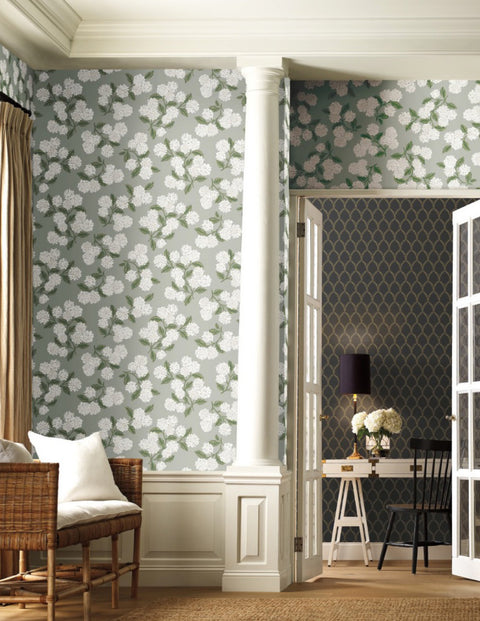Hydrangea Dreaming Wallpaper, Grey
