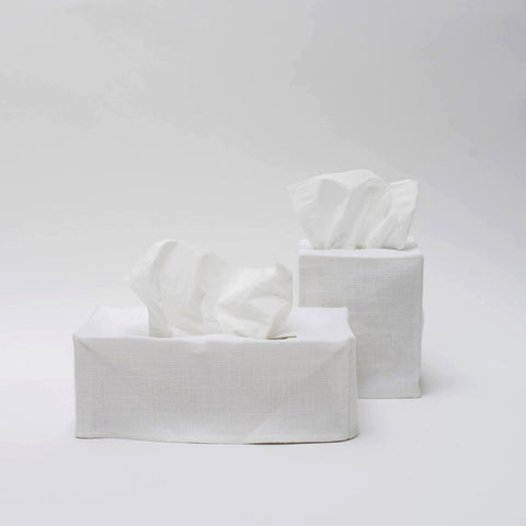 Savannah White Linen Tissue Cover